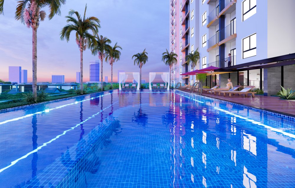 Hồ bơi vô cự 500m2 tầng 3 Block A